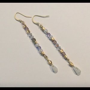 Long drop small mixed bead earrings